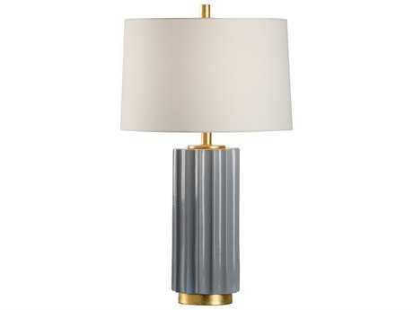 Wildwood Mythos Slate Gray Off White Linen Gold Buffet Lamp