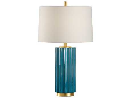 Wildwood Mythos Teal Off White Linen Blue Buffet Lamp