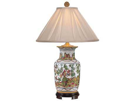 Wildwood Birds' Paradise White Green Yellow Bone Silkette Buffet Lamp