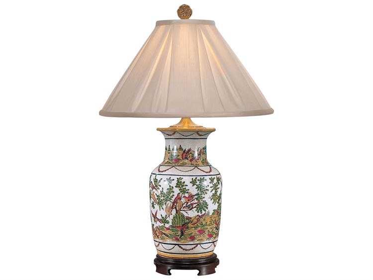 Wildwood Birds' Paradise White Green Yellow Bone Silkette Buffet Lamp