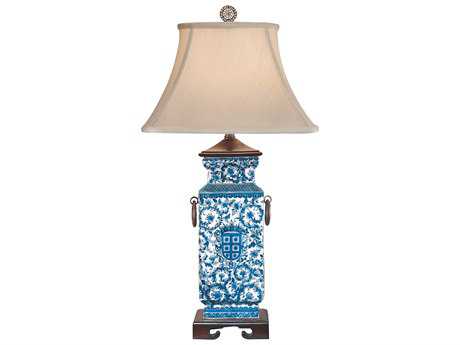 Wildwood Blue and White Heralds Bone Silkette Buffet Lamp