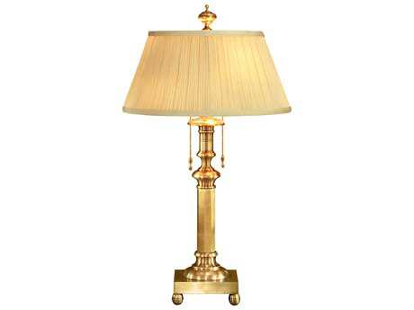 Wildwood Octagon Candlestick Antique Patina Ivory Silkette Brass Buffet Lamp