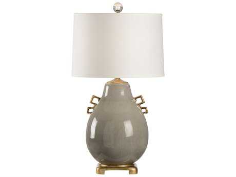 Wildwood Ming Slate Gray Cream Raw Silk Buffet Lamp