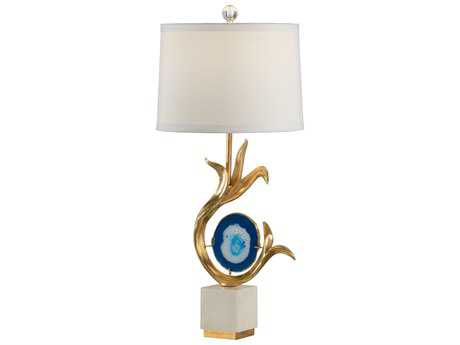 Wildwood Zulli Gold Leaf Off White Silkette Blue Buffet Lamp