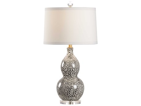 Wildwood Snow Leopard Black Gray White Off Silkette Clear Buffet Lamp