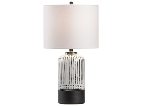 Wildwood San Antonio Black White Off Linen Buffet Lamp