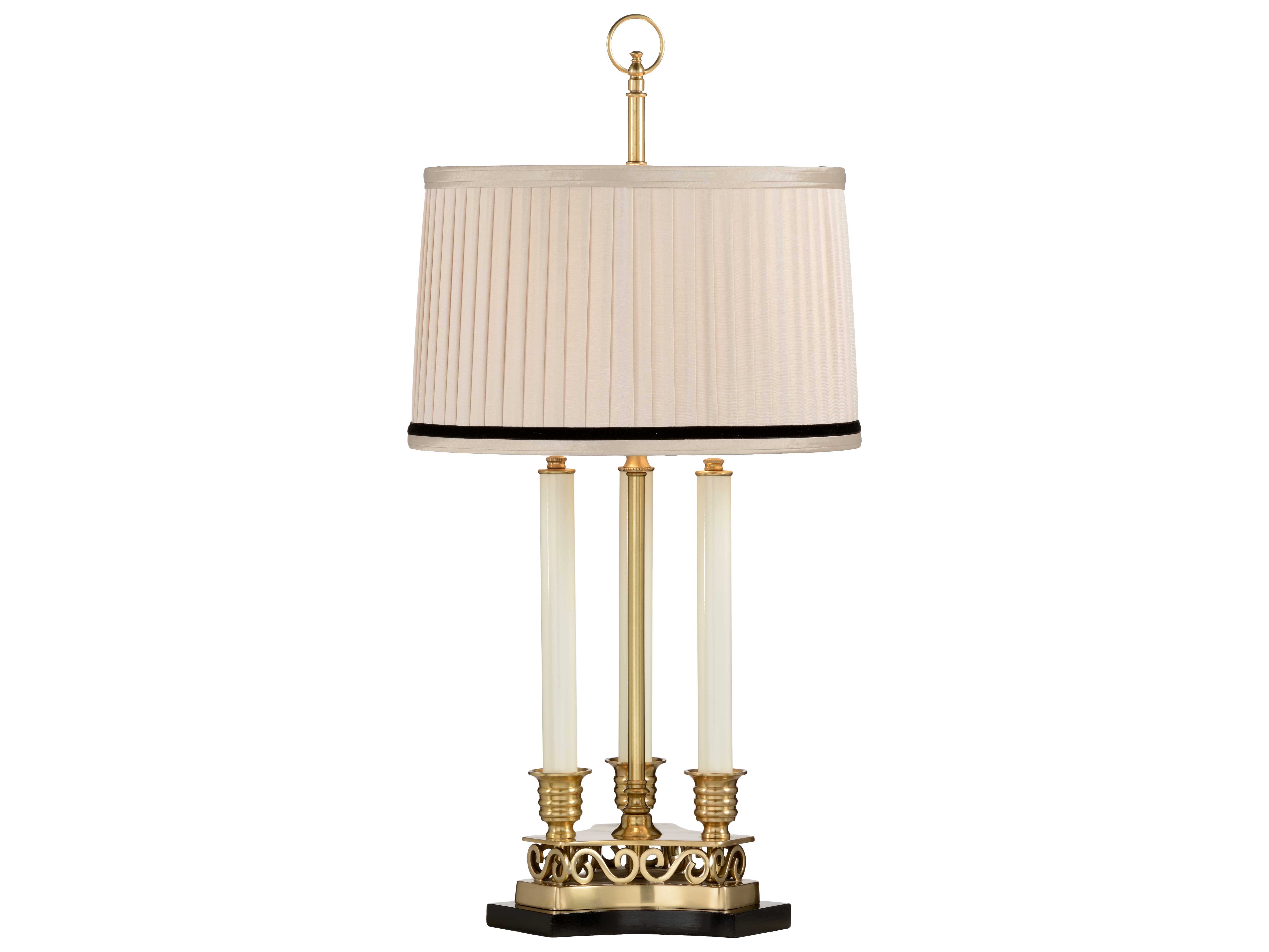 Wildwood Lamps Thea Triple Candle, Fluted Candlestick Antique Brass Table Lamp Base