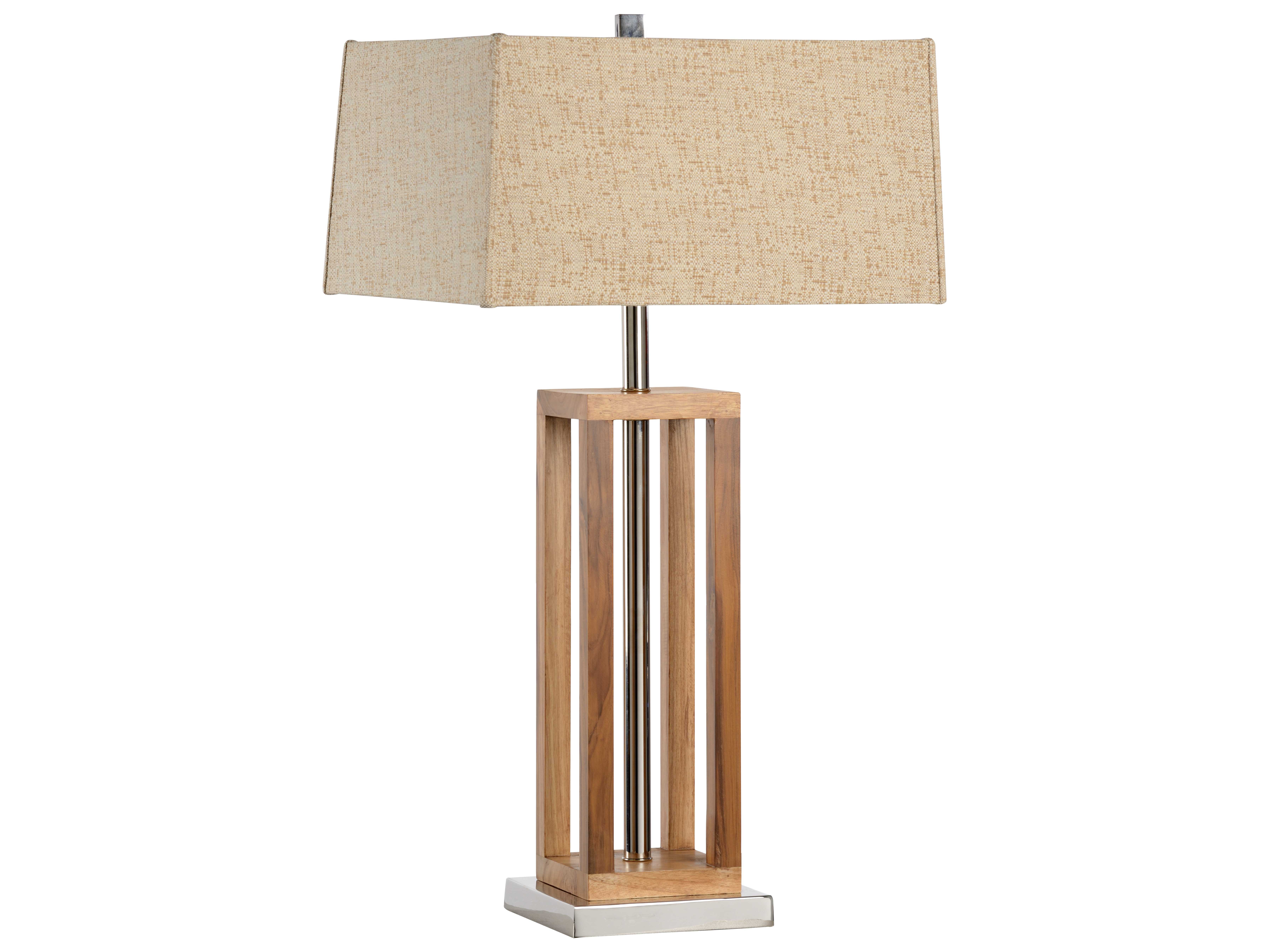 Wildwood Lamps Wrightwood Square Wood Brass Accents Brown Wood And