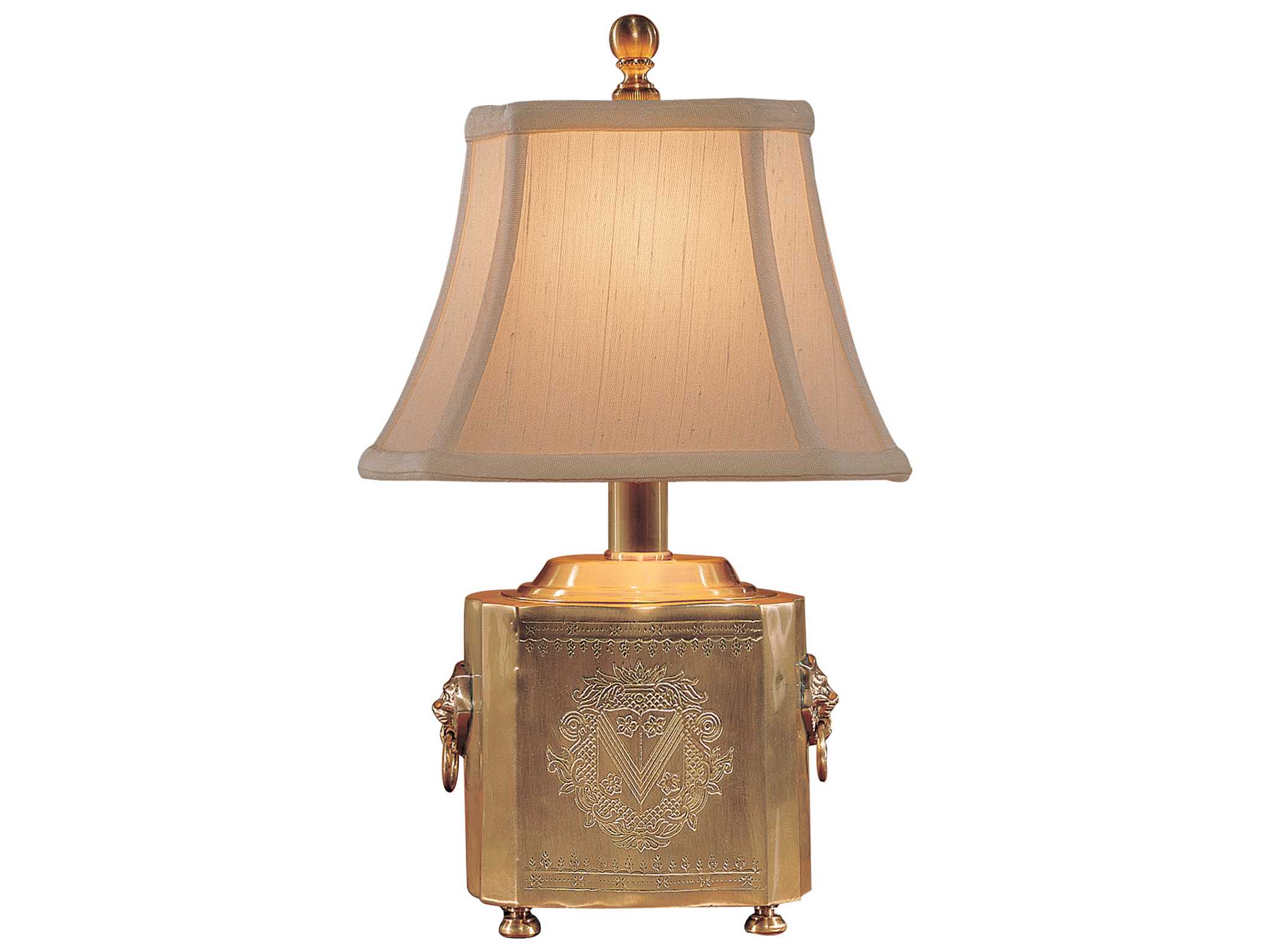 Wildwood Tea Box Antique Patina Bone Silkette Brass Table Lamp