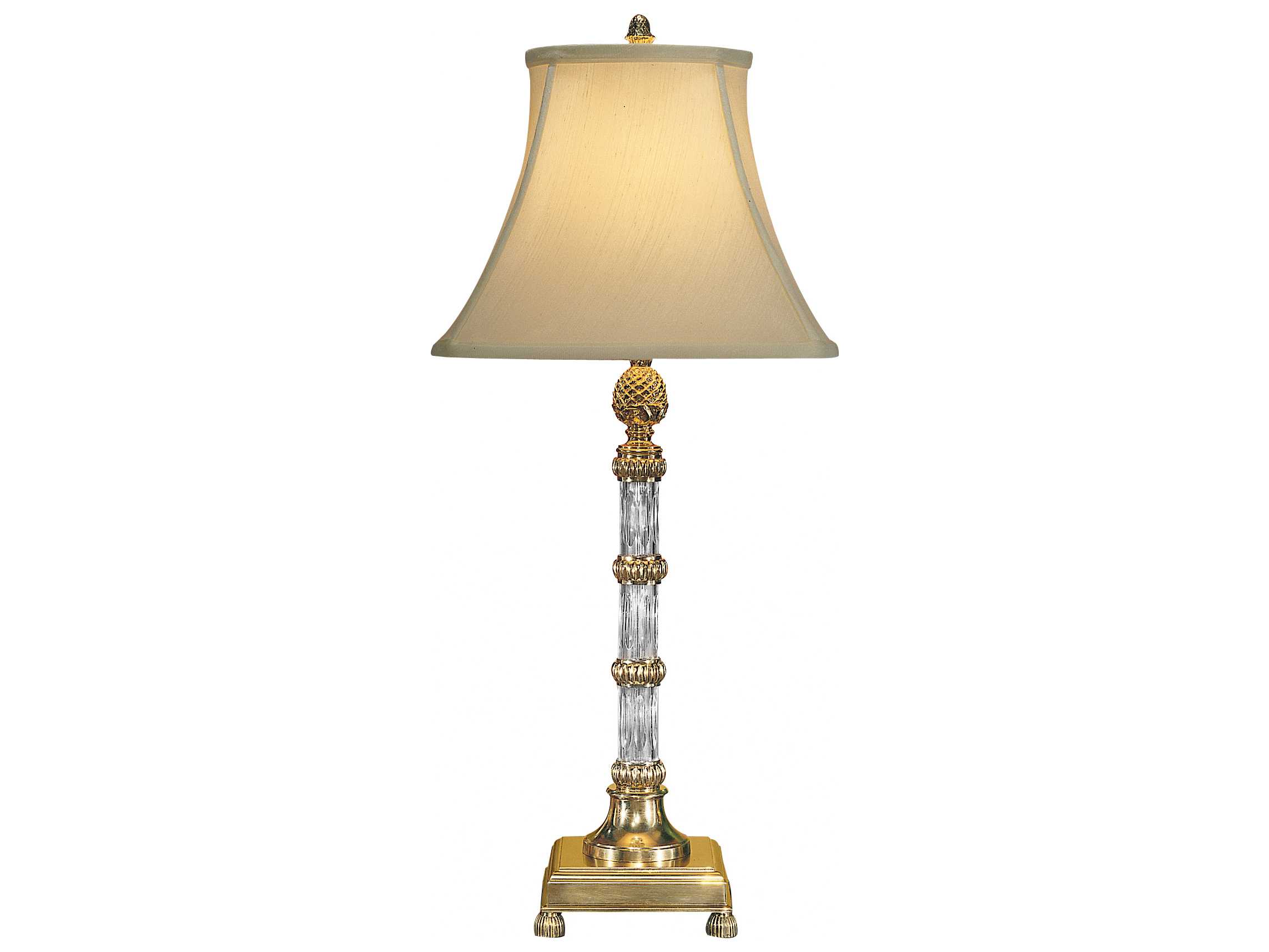 Wildwood Lamps Pineapple Lead Crystal Solid Brass Column Table Lamp