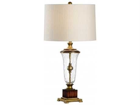 Wildwood Crystal Vase Gold Brown Cream Raw Silk Buffet Lamp