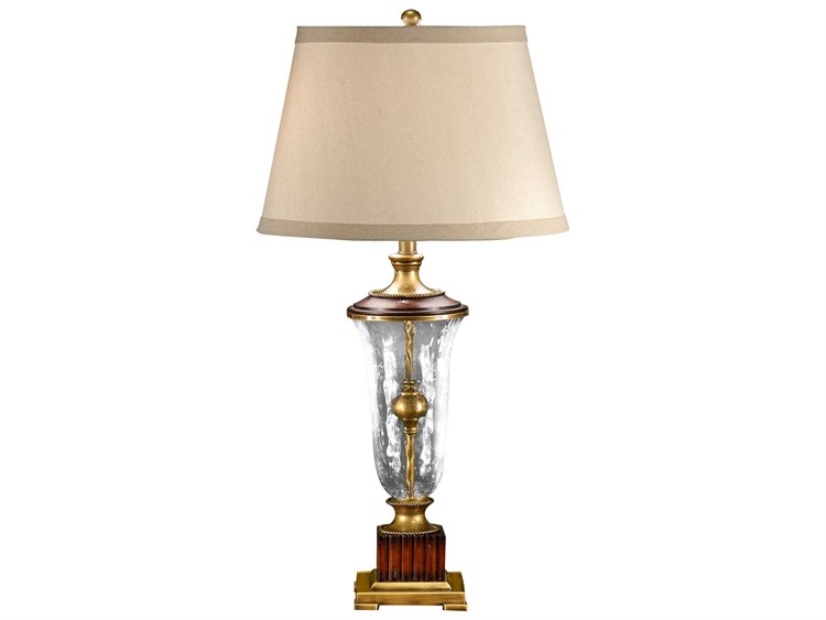 Wildwood Crystal Vase Gold Brown Tan Linen Brass Buffet Lamp