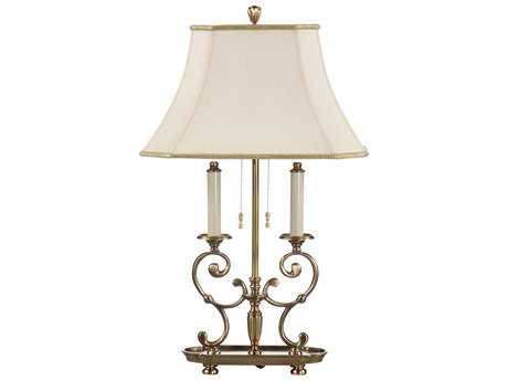 Wildwood Barrymore Antique Patina Ivory Silk Brass Buffet Lamp