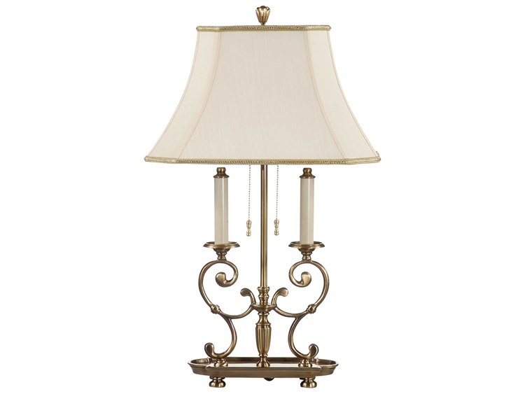 Wildwood Barrymore Antique Patina Ivory Silk Brass Buffet Lamp