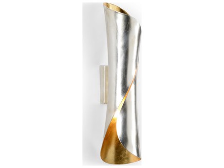 Wildwood Crosby Cuff 2-Light Antique Silver Leaf Gold Wall Sconce