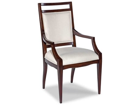 Woodbridge Addison Hardwood Brown Upholstered Arm Dining Chair