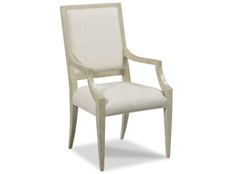 Woodbridge Callisto Solid Wood White Upholstered Arm Dining Chair