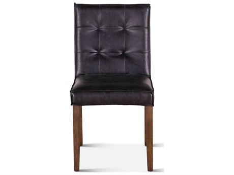World Interiors Avery Oak Wood Black Leather Side Dining Chair