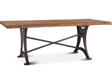 World Interiors Blayne Rectangular Wood Natural Walnut Antique Zinc Dining Table