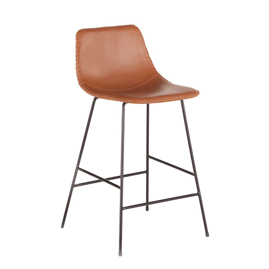 World Interiors Hudson Brown / Matte Black Side Counter Height Stool