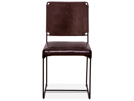 World Interiors Melbourne Chocolate Leather Side Dining Chair