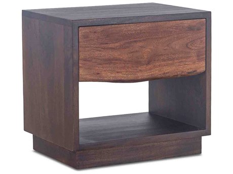 World Interiors Palermo 1-Drawer Brown Acacia Wood Chest Nightstand