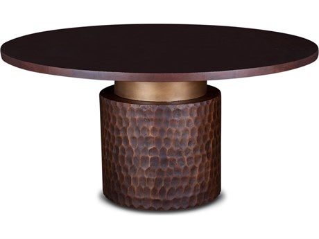 World Interiors Vallarta Round Wood Brown Two Tone Bronze Dining Table