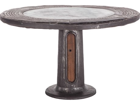World Interiors Welles Round Marble Natural Patina Dining Table