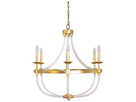 Worlds Away 6-Light Acrylic Gold Leaf Candelabra Chandelier
