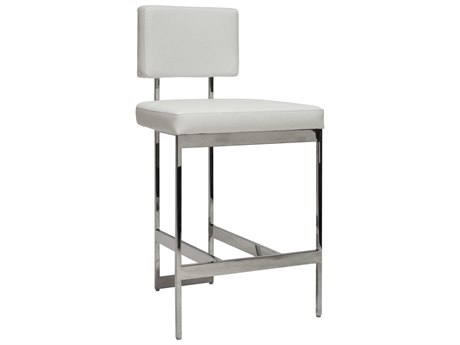 Worlds Away White Vinyl Nickel Counter Stool