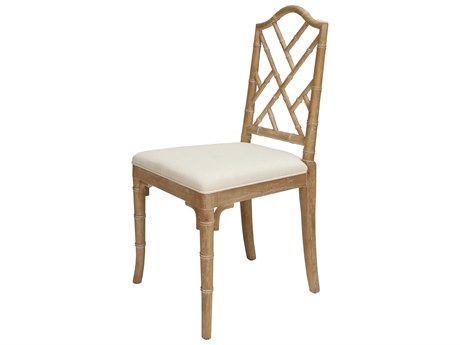 Worlds Away Oak Wood Brown Upholstered Side Dining Chair