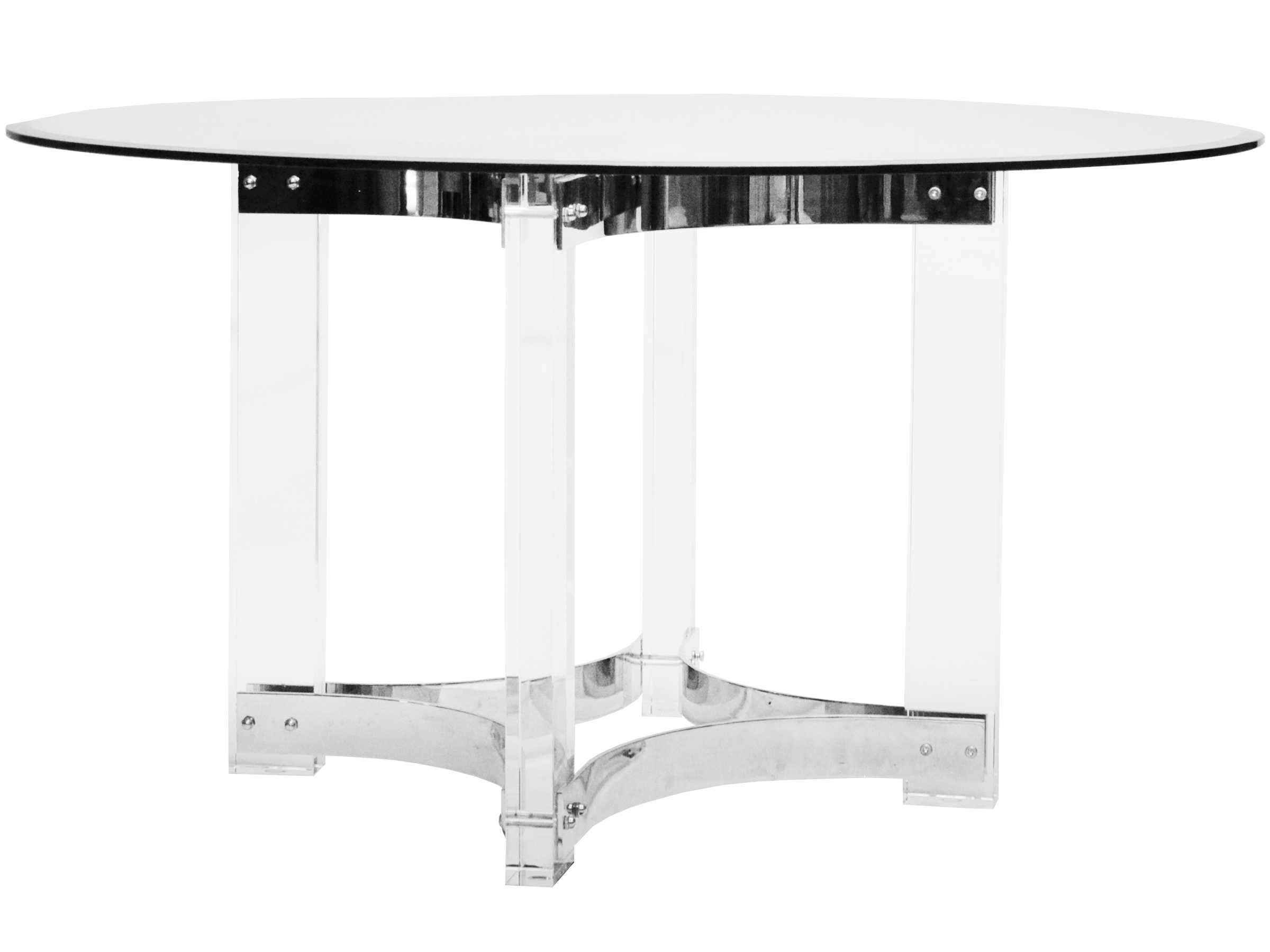 Worlds Away Nickel / Acrylic 48'' Wide Round Dining Table | WAHENDRIXN48