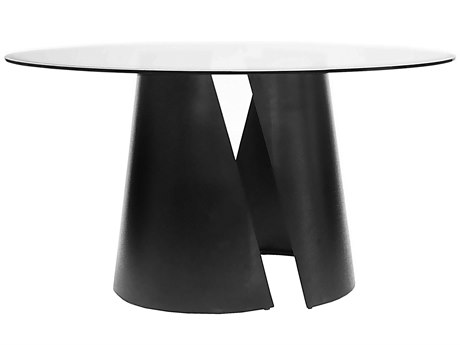 Worlds Away Round Glass Black Dining Table