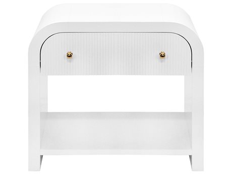 Worlds Away Rectangular Wood White End Table
