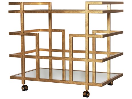 Worlds Away Glass Gold Bar Cart
