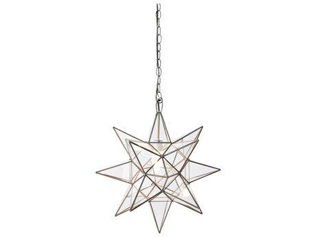 Worlds Away Clear Antique Brass Glass Geometric Mini Pendant