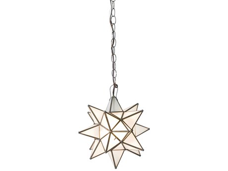 Worlds Away Frosted Antique Brass White Glass Geometric Mini Pendant