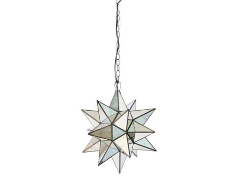 Worlds Away Antique Mirror Brass Glass Geometric Mini Pendant