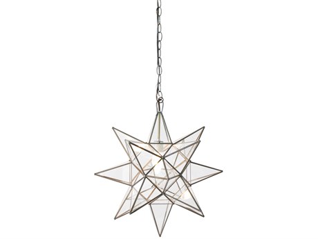 Worlds Away Clear Antique Brass Glass Geometric Pendant