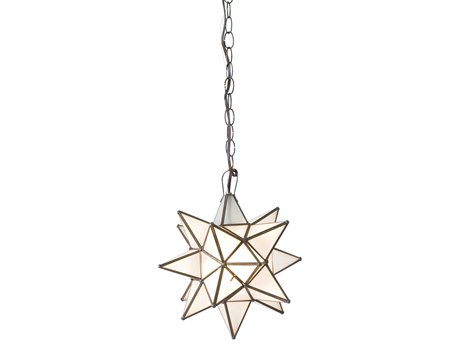 Worlds Away Frosted Antique Brass White Glass Geometric Pendant