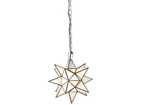Worlds Away Frosted Antique Brass White Glass Geometric Pendant