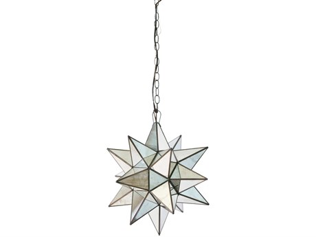Worlds Away Antique Mirror Brass Glass Geometric Pendant