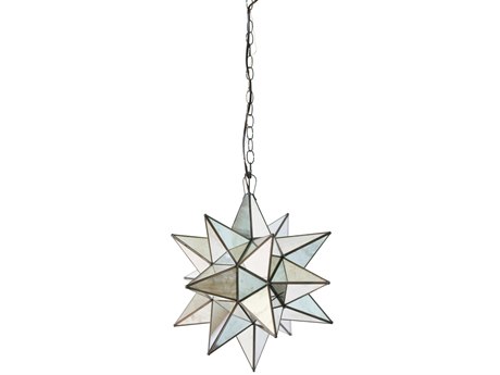 Worlds Away Antique Mirror Brass Glass Geometric Pendant
