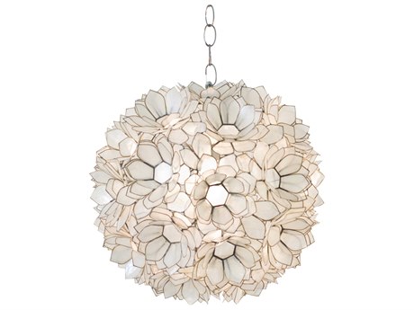 Worlds Away 1-Light Off White Geometric Globe Pendant