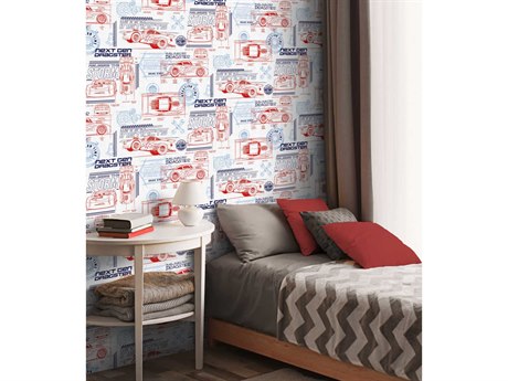 York Wallcoverings Disney Kids Vol-4 Red Disney and Pixar Cars Schematic Wallpaper