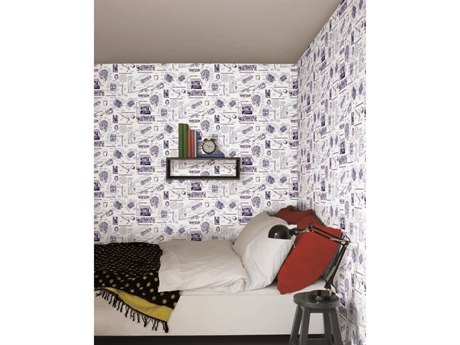 York Wallcoverings Disney Kids Vol-4 Blue Marvels Heroes Schematics Wallpaper