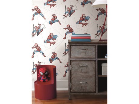 York Wallcoverings Disney Kids Vol-4 Red / Blue / Gray Spider-Man Fracture Wallpaper