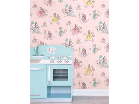 York Wallcoverings Disney Kids Vol-4 Pink Disney Princess Pretty Elegant Wallpaper