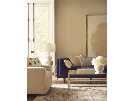 York Wallcoverings Grasscloth Resource Library Cream / Gold Woven Crosshatch Wallpaper