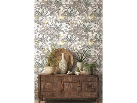 York Wallcoverings Outdoors In Black Flowering Desert Wallpaper